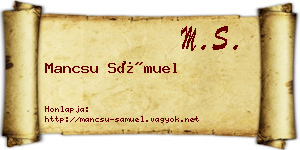 Mancsu Sámuel névjegykártya